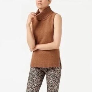 NWT Wool and Cotton J.Crew Mercantile Sleeveless Turtleneck Sweater Brown Tan XL